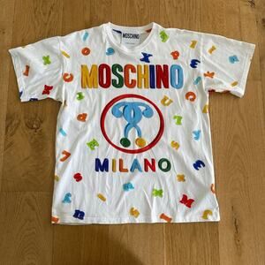 Moschino Couture Milano Fridge Magnet Short Sleeve Tee in White Multi
